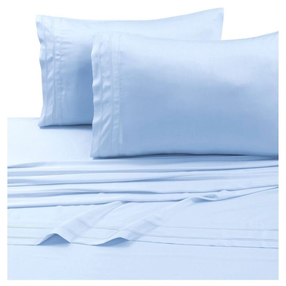 Rayon from Bamboo Deep Pocket Solid Sheet Set (Queen) Spa Blue 300 Thread C